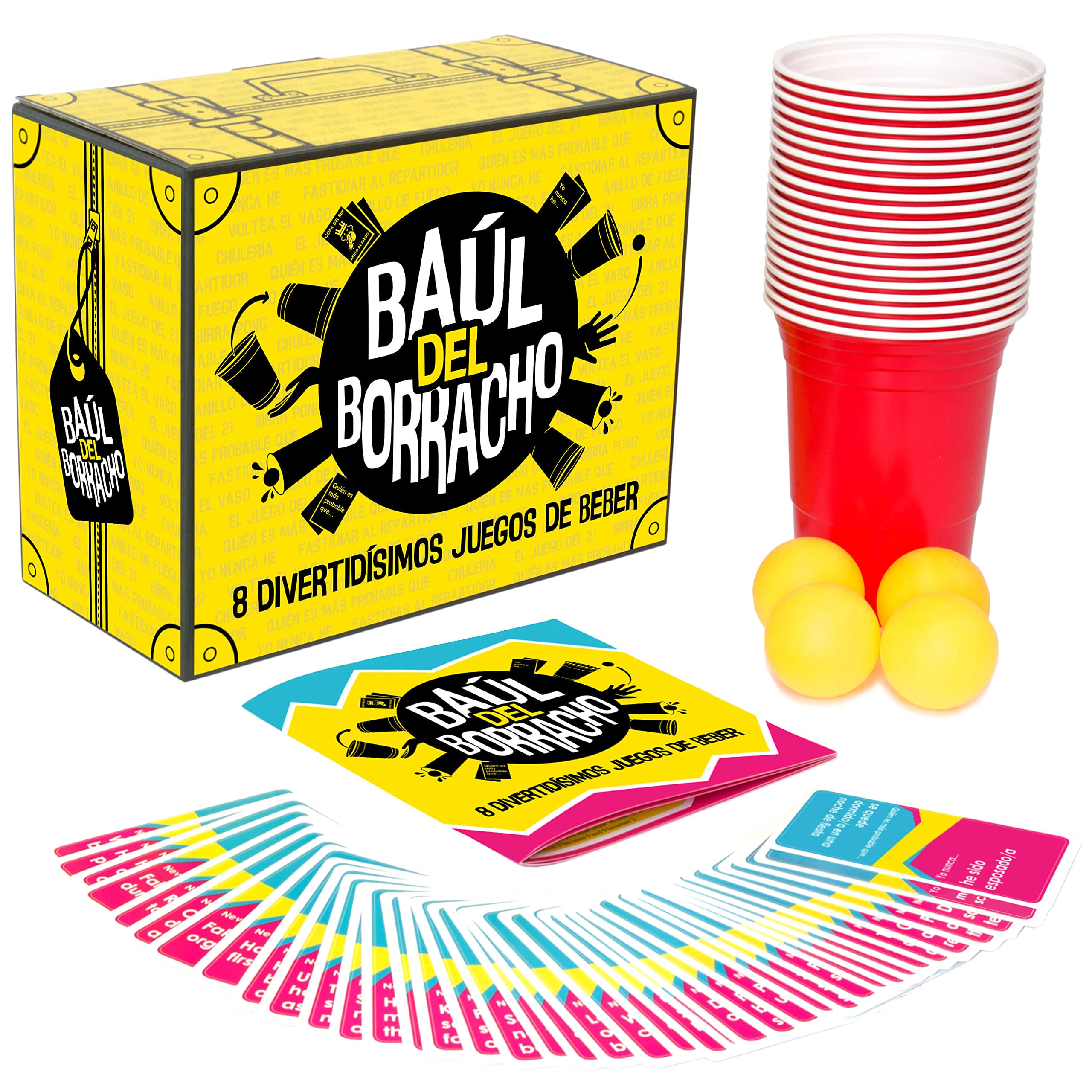baul del borracho, juego de mesa con 8 tipos de juegos para divertirte con amigos y pasar un buen rato y animar la fiesta